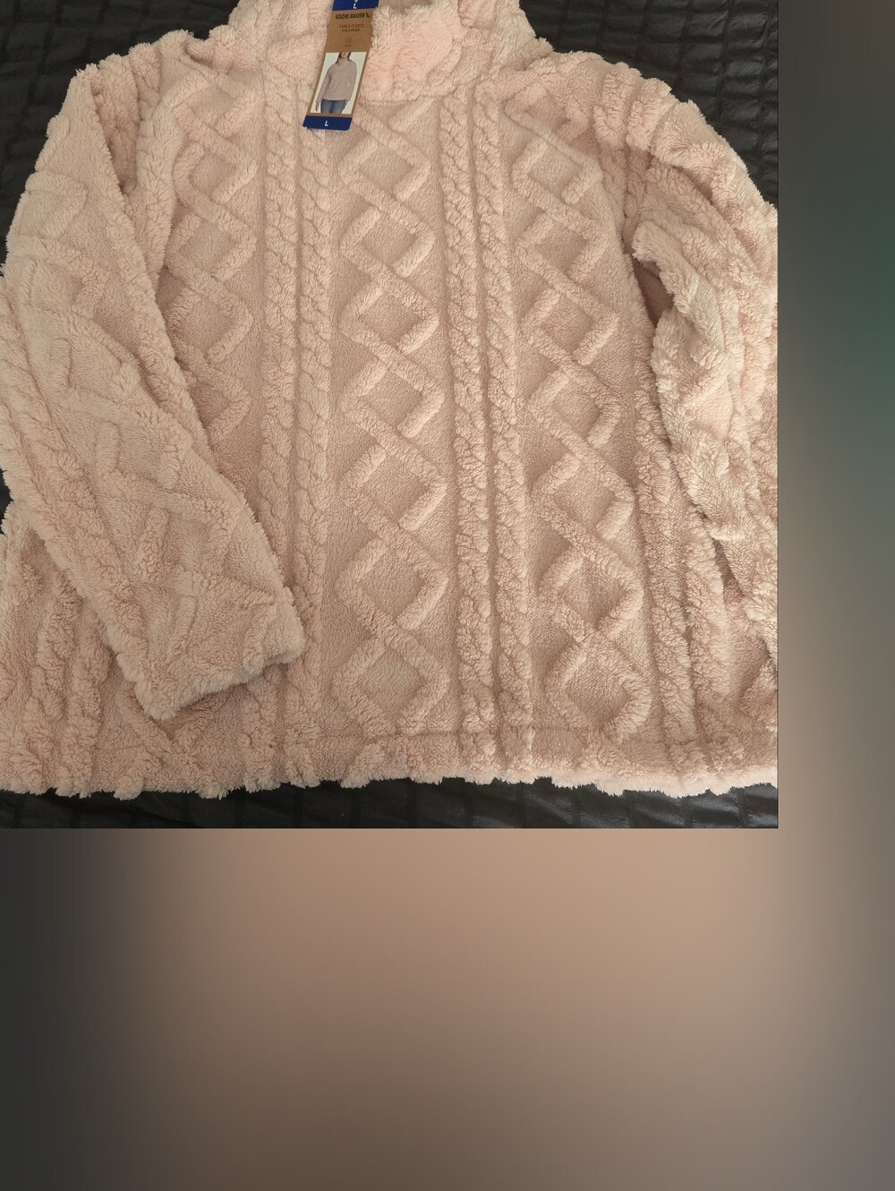 Eddie Bauer Cozy Light Pink Cable Fleece Pullover